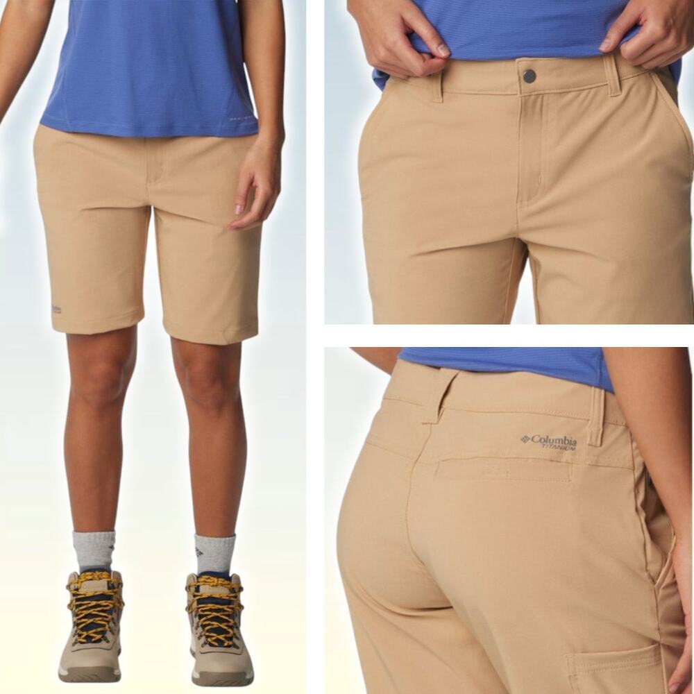 NWT COLUMBIA Titanium Women's Back Beauty Softshell Shorts Size 4 Canoe
